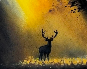Deer in forest artwork
